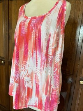 Livi Active Lane Bryant Plus Size Tank Top 22/24 3X Tropical Workout Blouse